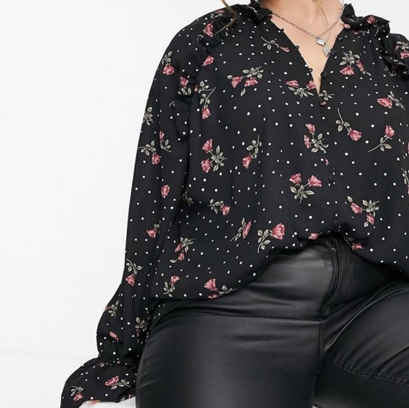 NWT ASOS PLUS size 18 Balloon Sleeve Floral Blouse - Picture 2 of 7